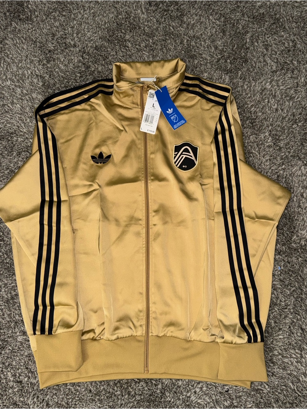 Adidas Men’s Gold Track Jacket with Black Stripes - Saint Louis SC